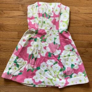 Lilly Pulitzer 2 Strapless pink floral mini dress